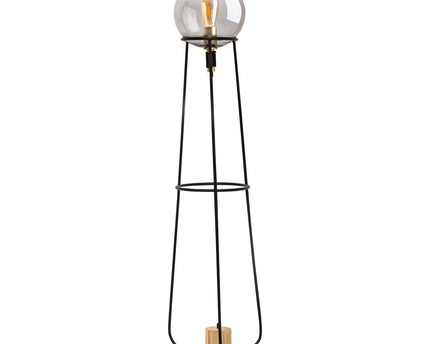 Stapellamp "stelo", moderne vloerlamp gemaakt van zwart metaal en rookglas, E27 -aansluiting, 128,5 cm hoog, voor eetkamer, woonkamer, gang of kantoor,