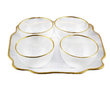 Glazen kom gouden randen 9x9x3cm