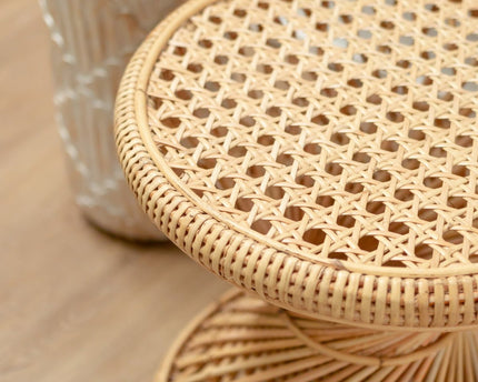 Rotan bijzettafel | Salontafel | Ronde salontafel LUHU Ø45 cm Beige