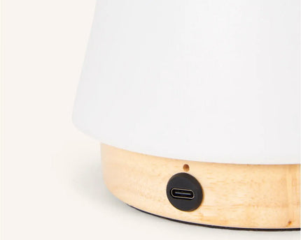 Liv lichtbruine oplaadbare lamp – lederen band, dimbaar, draadloos