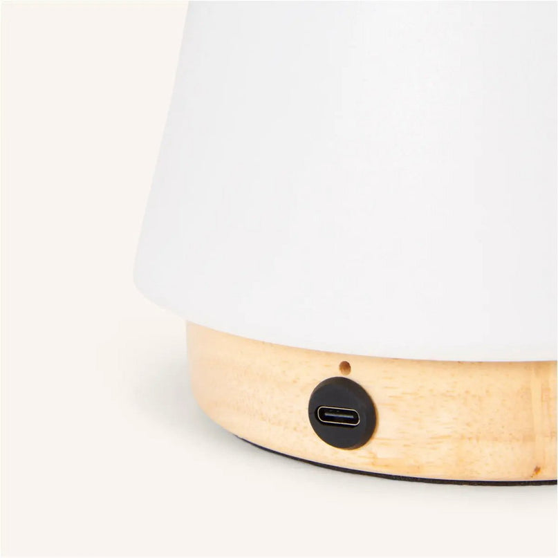 Liv lichtbruine oplaadbare lamp – lederen band, dimbaar, draadloos