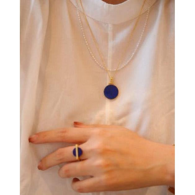 Helios lapis lazuli ronde hanger ketting