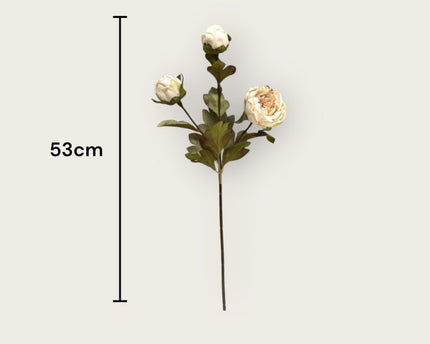 Herfstserie 3 Heads Peony Cream | Zijden kunstbloem | Lengte 53cm  1pcs