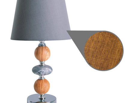 Keramische tafellamp "araga" 36 cm hoog, tafellamp gemaakt van metaal, hout en marmer, met tekstbladen, grijs, met E14 -aansluiting, verlichting voor eetkamer, woonkamer, gang of kantoor