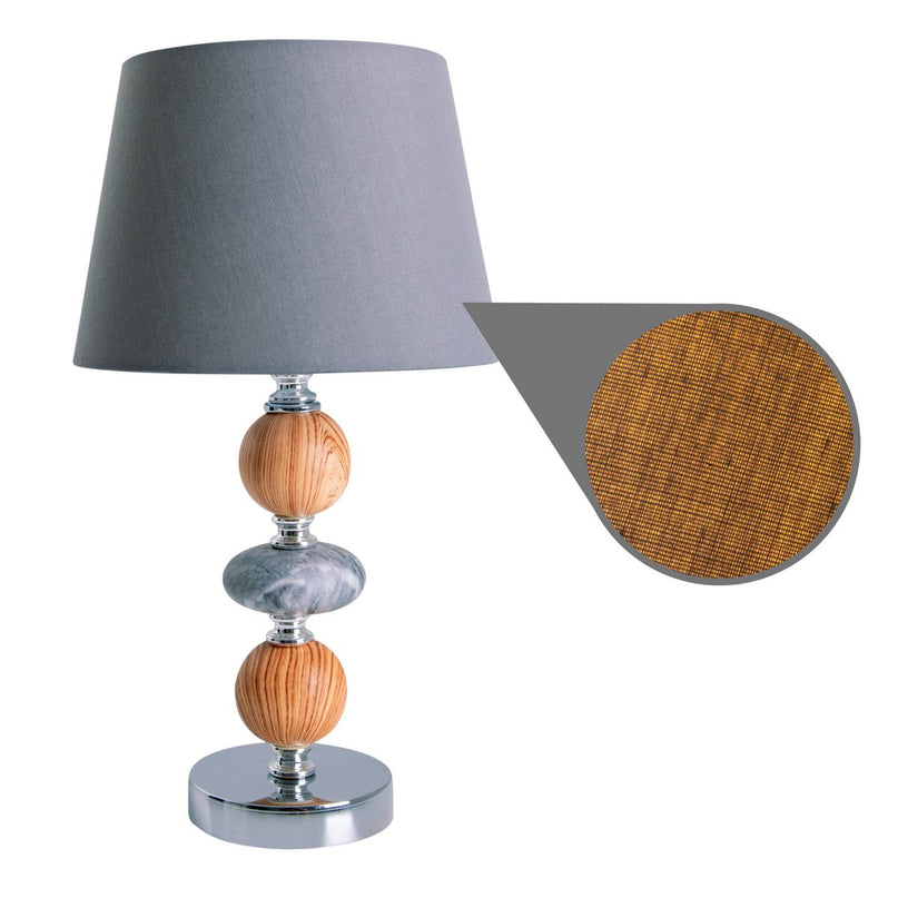 Keramische tafellamp "araga" 36 cm hoog, tafellamp gemaakt van metaal, hout en marmer, met tekstbladen, grijs, met E14 -aansluiting, verlichting voor eetkamer, woonkamer, gang of kantoor