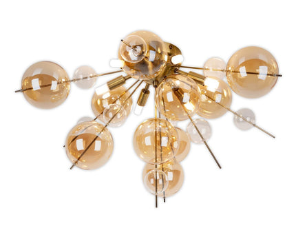 Plafondlamp "explosie" Amber gemaakt van metaal en glas, G9 -versies, plafondlamp voor eetkamer, woonkamer, gang of kantoor, Ø57 cm