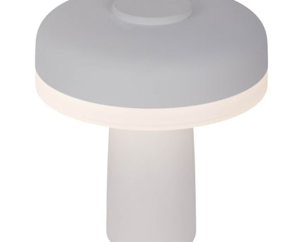 Draadloos tafellicht "Pilu", 16,5 cm hoog, boven Ø van 15 cm, metaal in wit, wit plastic, geïntegreerde LED's, 280 lumen, dimpelbaar door aanraaksensor, warm wit wit