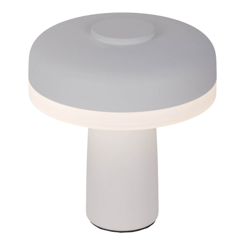 Draadloos tafellicht "Pilu", 16,5 cm hoog, boven Ø van 15 cm, metaal in wit, wit plastic, geïntegreerde LED's, 280 lumen, dimpelbaar door aanraaksensor, warm wit wit
