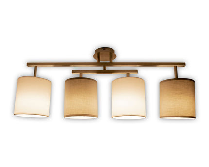 4 plafondlamp "tilde", klassieke metalen plafondlamp en textiel in grijs met E27 -aansluiting, 82 cm lang, de paraplu's zijn verstelbaar, ideaal voor woonkamer, eetkamer en slaapkamer