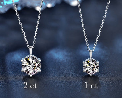 Classic 6 Claws Solitaire hanger ketting - Moissanite Stone