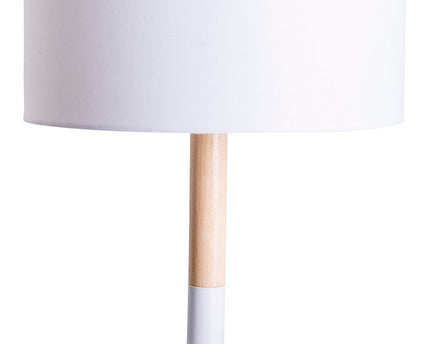 Textieltafel Licht "Tessile", tafellamp gemaakt van metaal, textiel en rubberen boom in wit/natuur, met E14 -aansluiting, voor eetkamer, woonkamer, gang of kantoor, 37 cm hoog