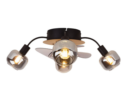 Plafondlamp inclusief ventilator "fumoso", in zwart, bruin en natuur, voor E27, Ø 51 cm