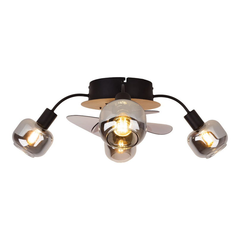 Plafondlamp inclusief ventilator "fumoso", in zwart, bruin en natuur, voor E27, Ø 51 cm