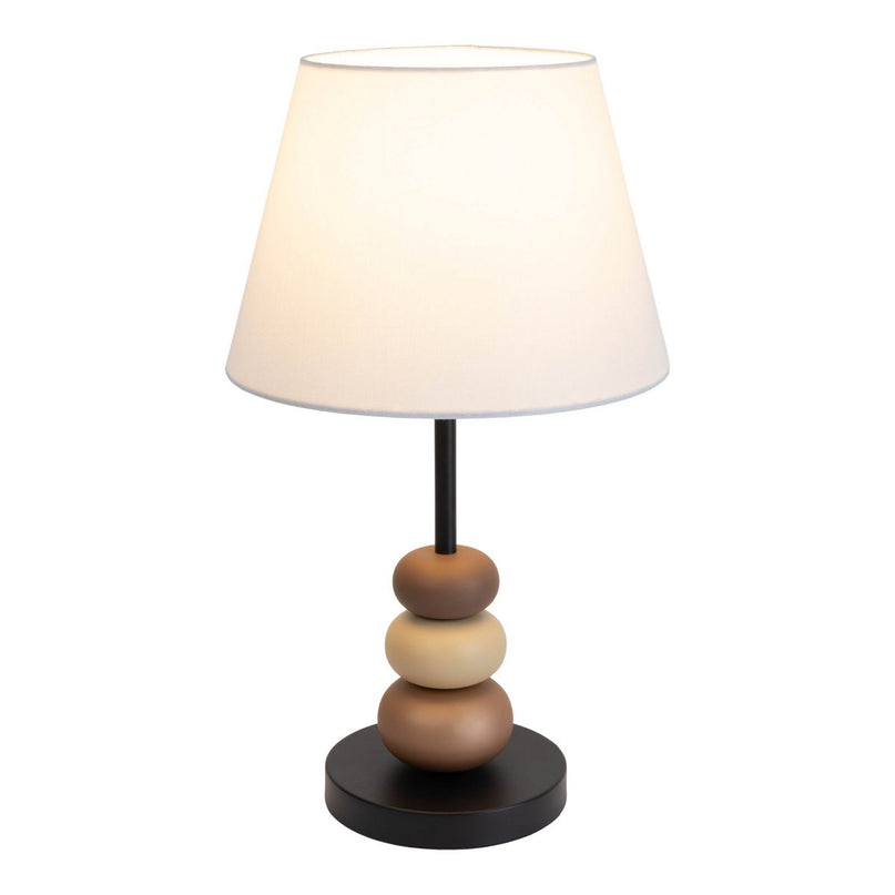 Tafellamp "Elina", ca. 50 cm hoog, gemaakt van metaal in zwart/bruin, tekstbladen in wit, E27