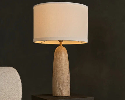 Isla travertijnlamp met katoenen kap – elegant en tijdloos