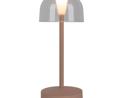 2-ex-ingestelde LED-batterijtafellamp "Gomba" voor buiten en binnen, gemaakt van metaal en plastic in matte amandel, 18,5 cm hoog