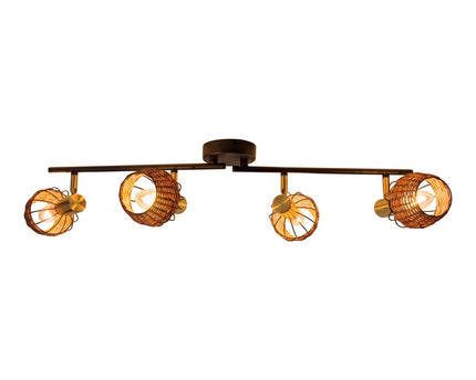 4 plafondlamp "Corbis", metalen plek in zwart en goud, met E14 -aansluiting, voor eetkamer, woonkamer, gang of kantoor, plafondlamp, 78 cm lang