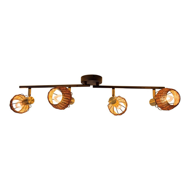 4 plafondlamp "Corbis", metalen plek in zwart en goud, met E14 -aansluiting, voor eetkamer, woonkamer, gang of kantoor, plafondlamp, 78 cm lang