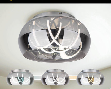 LED -plafondlicht "Malou" Ø 45 cm, 23,5 cm hoog, gemaakt van metaal, rookglas, geïntegreerde LED's, warm wit