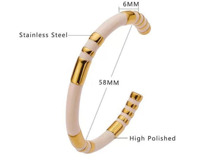 Stapelbaar geëmailleerde armbanden-wit, zwart n groen