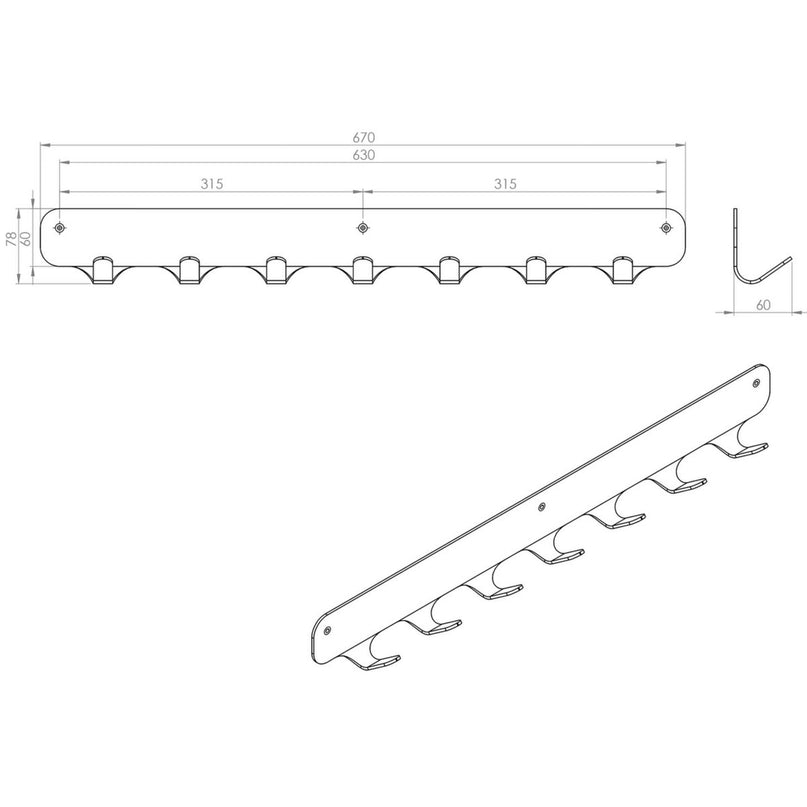 Gorillz Rounded Seven - Wandkapstok - 7 Kapstok Haken - Oranje