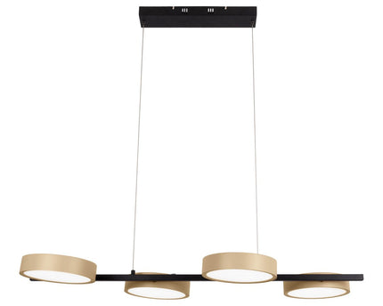 Led hanger lamp "Tessa" amandel, 150 cm hoog, 110 cm lang, gemaakt van metaal in matte amandel (Pantone 481 C) en zwart -wit plastic