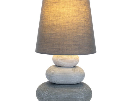 Keramische tafellamp "Stoney", keramische tafellamp in grijs, met E14 -aansluiting, tafellamp voor eetkamer, woonkamer, gang of kantoor, of als bedlamp, 31 cm hoog