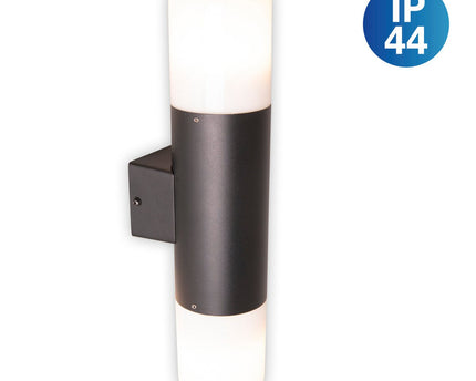 Buiten wandlamp "Torcia" 32 cm hoog gemaakt van metaal en plastic in zwart, E27