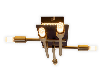 LED -plafondlamp "Ancona" met achtergrondverlichting gemaakt van metaal in zwart en messing, G9 -versies, lamp voor woonkamer, eetkamer, gang en kantoor, ca.