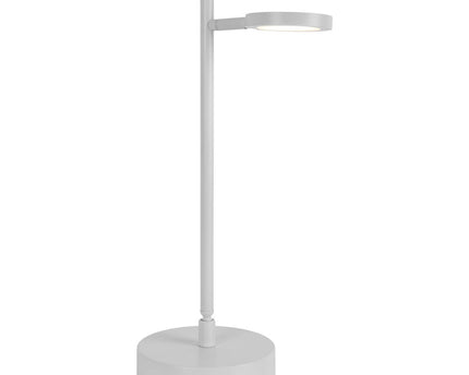LED draadloze tafellicht "Lupa", 45 cm hoog, gemaakt van gelakte aluminium (wit) en wit plastic, LED geïntegreerde, dimbare, aanraaksensor.