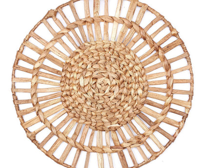 Placemat (set van 2, 4 of 6) CARUBAN | 38 cm Boho Placemat rond gemaakt van Waterhyacint