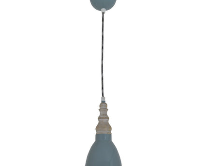 Metal hanglamp "Delhi" retro klassiek gemaakt van metaal en natuurlijke materialen in grijsgroen, E27