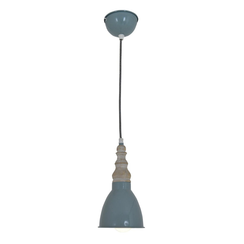 Metal hanglamp "Delhi" retro klassiek gemaakt van metaal en natuurlijke materialen in grijsgroen, E27