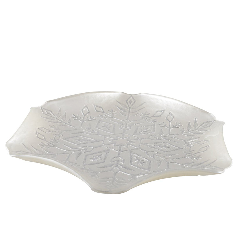 Wit en glitter grijze vlok gesneden 32 cm