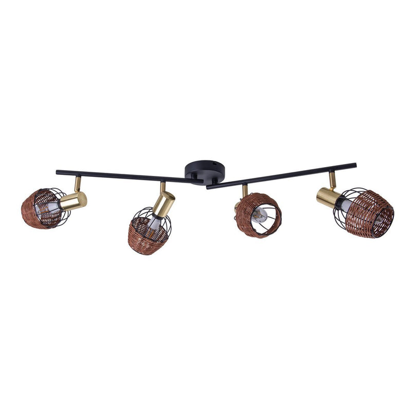 4 plafondlamp "Corbis", metalen plek in zwart en goud, met E14 -aansluiting, voor eetkamer, woonkamer, gang of kantoor, plafondlamp, 78 cm lang