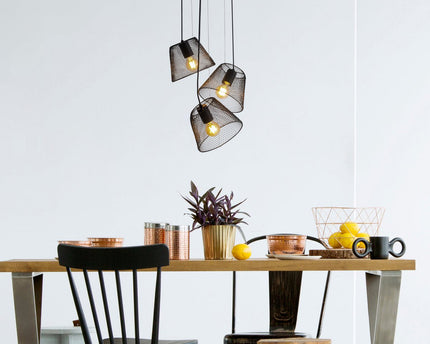 3-zits hanglamp "Korie" hanglamp gemaakt van metaal in zwart, met E27-versies, Ø30cm, voor woonkamer en kantoor.