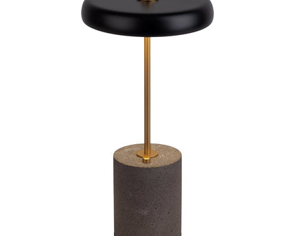 Batterijlamp "seta" zwart 30 cm hoog gemaakt van metaal en beton, met een stevig gebouwd -in LED
