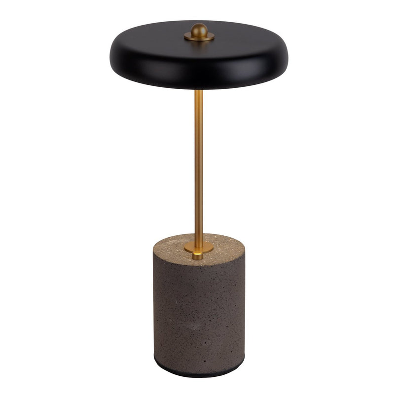 Batterijlamp "seta" zwart 30 cm hoog gemaakt van metaal en beton, met een stevig gebouwd -in LED