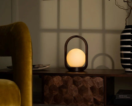 Skye Donkerbruine Houten Snoerloze Lamp | Oplaadbaar en dimbaar ontwerp