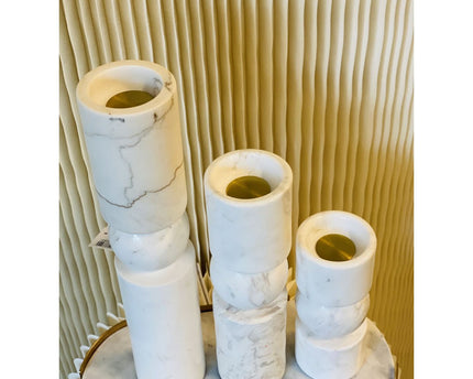 KANDELAAR | MARBLE | WHITE M H29.5cm*W8cm D 8cm Reversible for flower arrangement