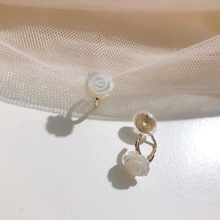 Levendige parelmoer Rose Flower Ear Cuff-One Pair