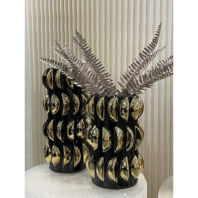 Vaas zwart met goud midden 11654-10