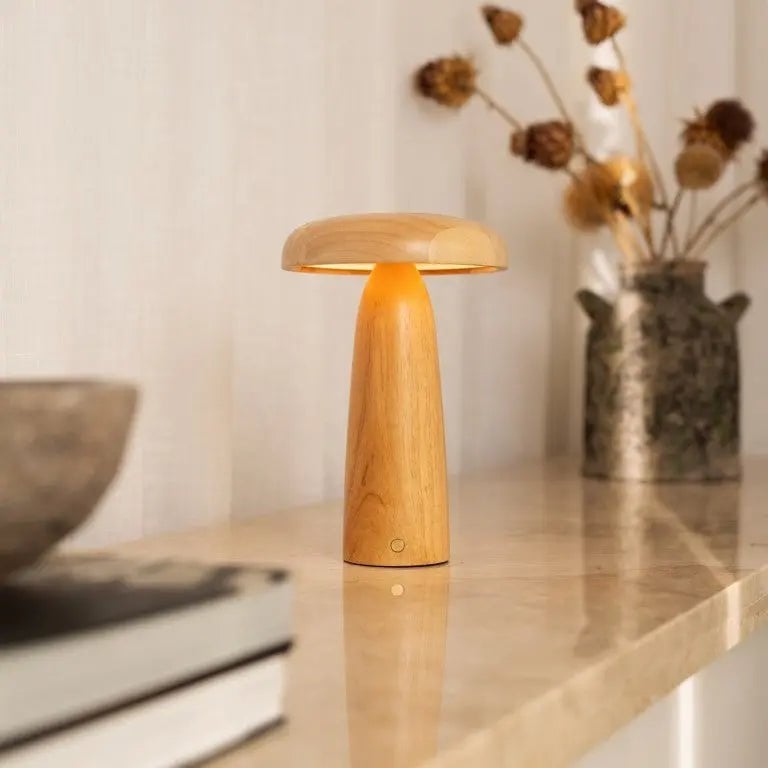 Lennart Houten Tafellamp – Oplaadbare, dimbare en draadloze verlichting