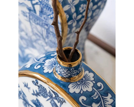 Nieuwe Chinese stijl, oosterse Parijse Delfts blauwe porselein vazen/lage stijl