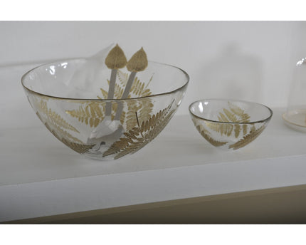 Transparant saladyier gouden blad