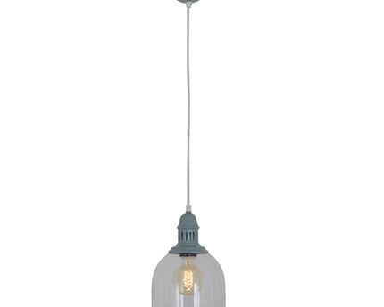 Glazen hanglamp "Mumbai", retro klassiek gemaakt van metaal en glas in groen, E27