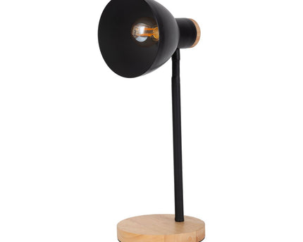 "Marie" bureaulamp gemaakt van metaal en hout, E14, zwart, 36,5 cm hoog