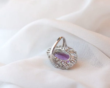 Royal Style Pear -Cut Amethyst Ring - verstelbaar