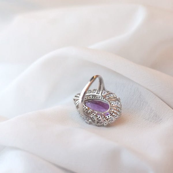 Royal Style Pear -Cut Amethyst Ring - verstelbaar