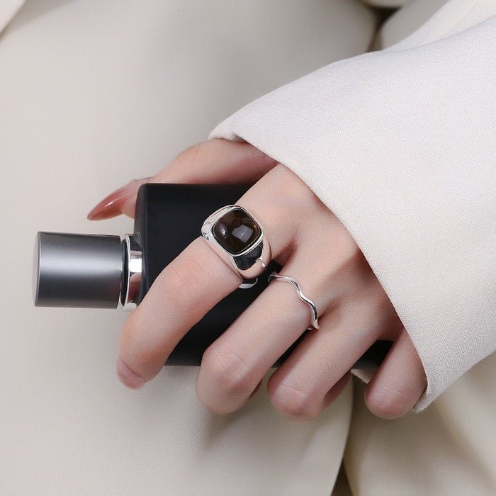 Vetgedrukte band met vierkante rokerige kwarts-aanpasbaar